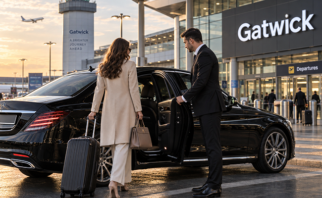 Luxury chauffeur transfer at Gatwick Airport