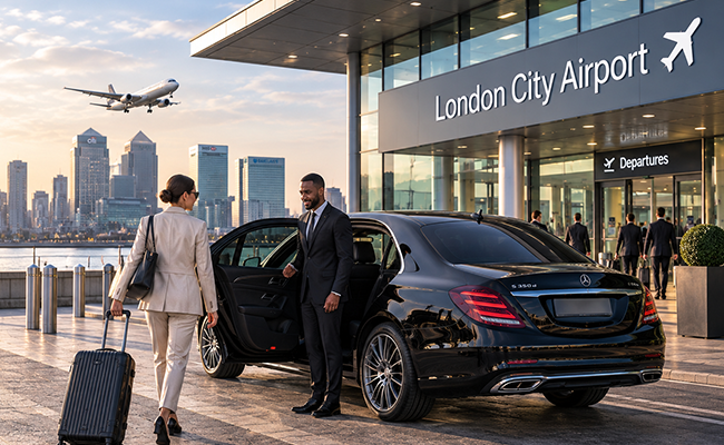 Luxury chauffeur transfer at London City Airport