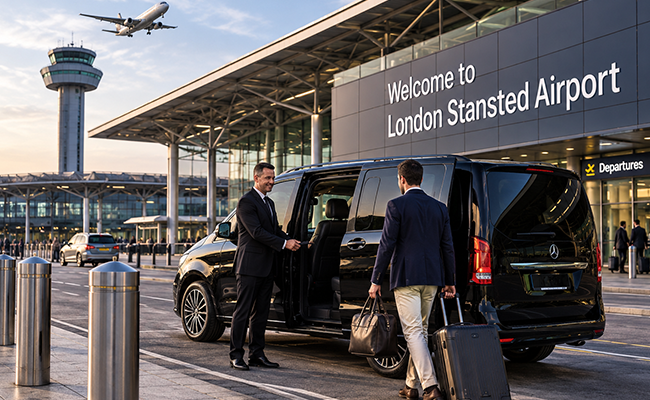Luxury chauffeur transfer at Stansted Airport